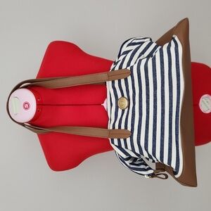 TOMMY HILFIGER striped navy and white purse handbag tote